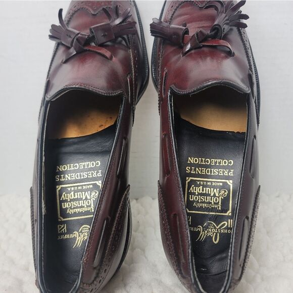 Vtg Johnston & Murphy Presidents Collection Sz 7.5 Tassel Loafers Brown Leather main image 4